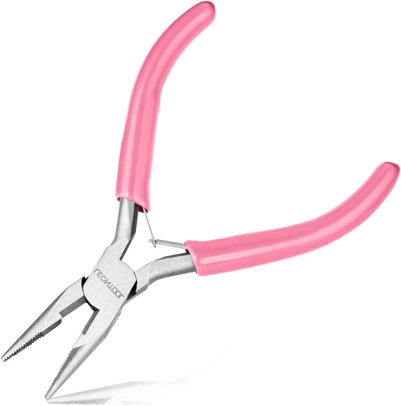 LEONTOOL كماشة ذات أنف طويل بطول 5 بوصات مع قاطع سلك، مثالية لصنع المجوهرات، والأعمال الكهربائية، وأكثر. مصنوعة من الفولاذ الكربوني المتين، مقبض من PVC. 4.6 × 3.1 × 0.4" (116 × 78 × 9 مم). - Image 1